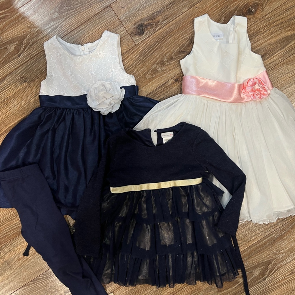 Bonnie Jean Navy and White Dress Set